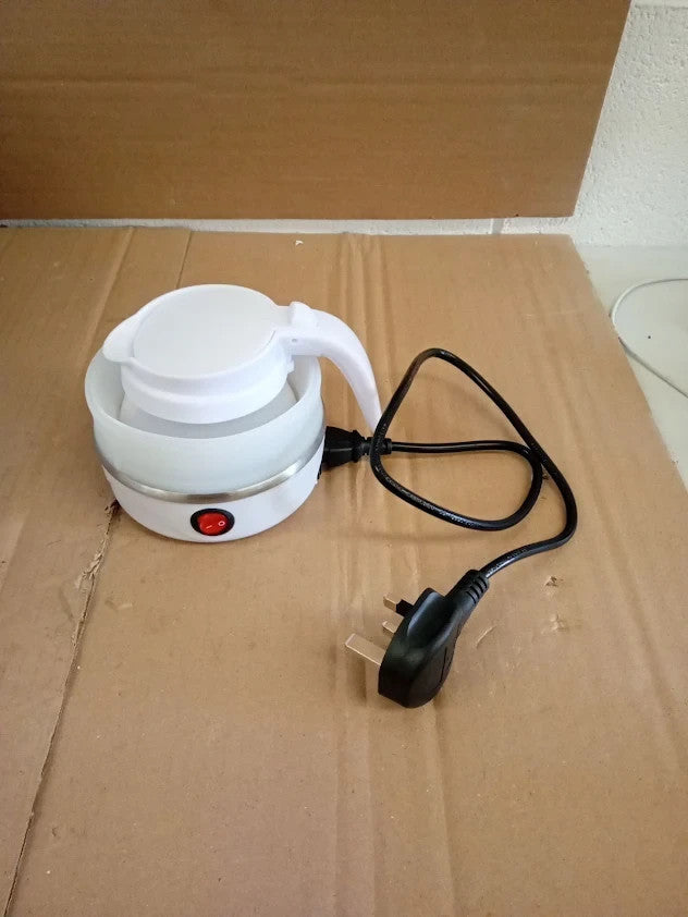 Ahdxkue Foldable Electric Kettle Travel Size Small 600ML Silicone White