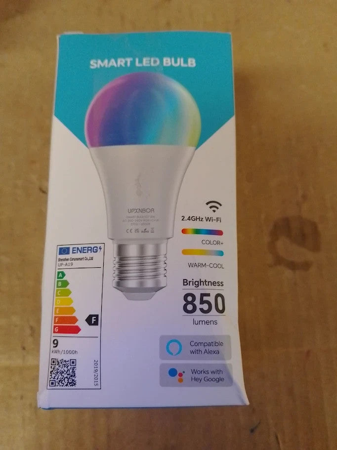 UPXNBOR E27 Smart Bulb Alexa Screw Bulb A19 WiFi Smart Light Bulb 9W New