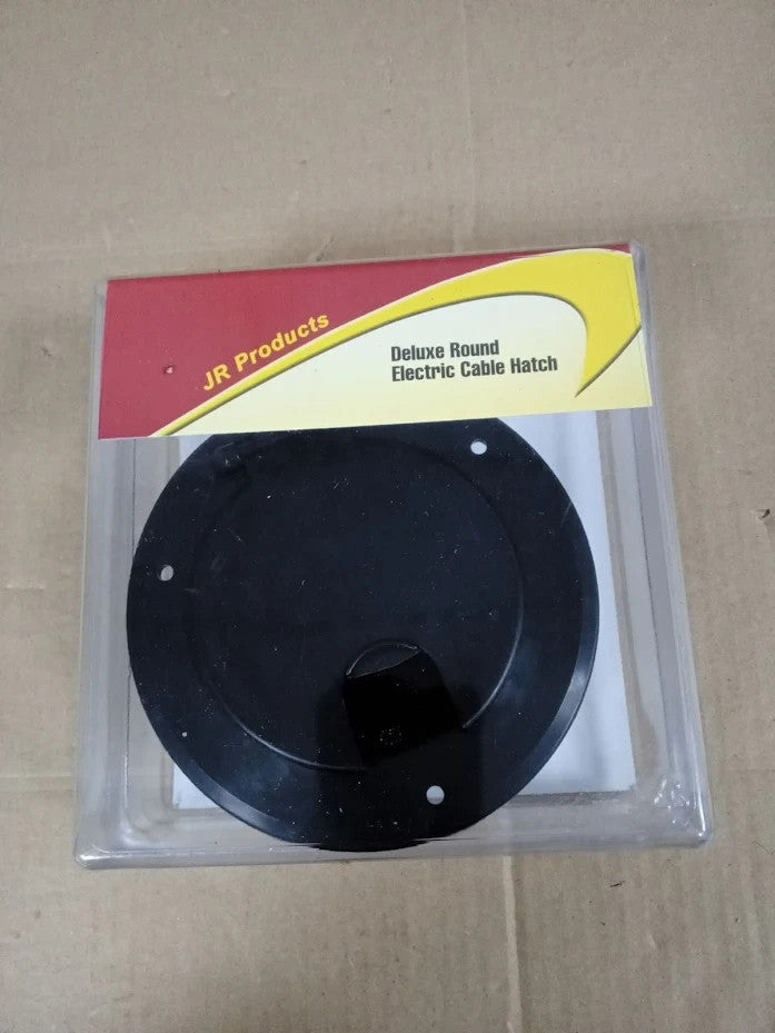 JR Products 541-3-A Deluxe Round Electric Cable Hatch Black Back Durable Design