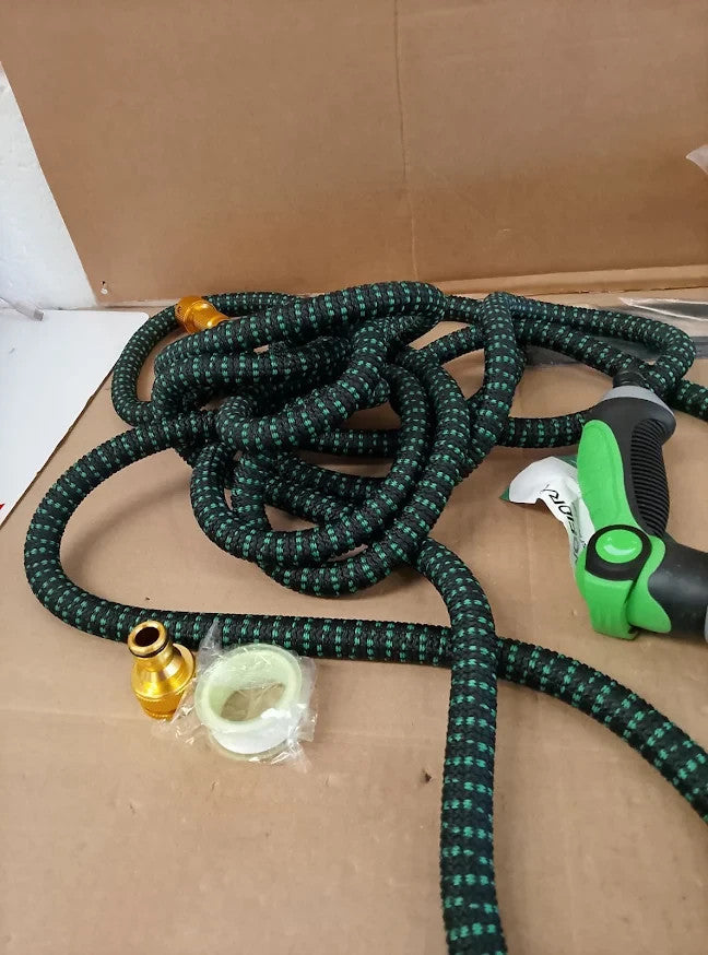50FT Expandable Garden Hose Pipe Flexible No Kink Spray Nozzle Set Green Design