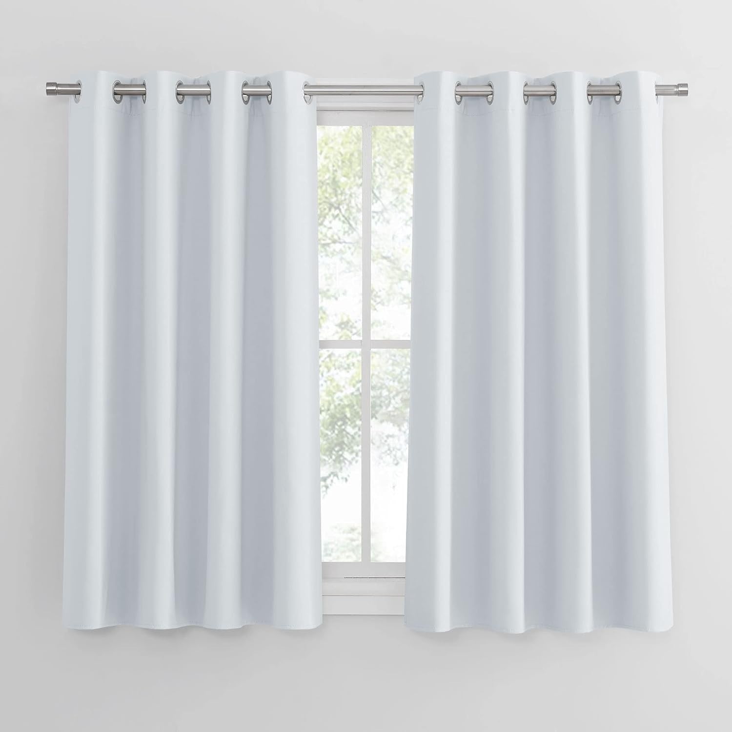 Pony Dance Greyish White Short Eyelet Curtains 45in Drop Thermal Insulated New
