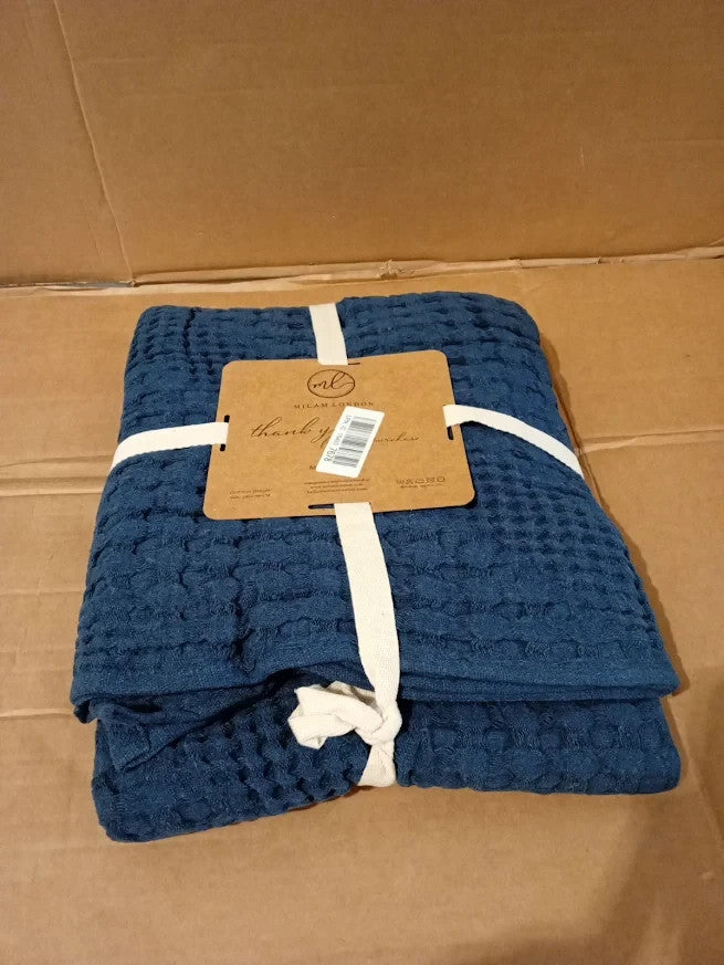Milam London Cotton Throw Blanket Navy Blue Sofa Bed Armchair Cozy 120x180cm New