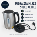 Midea Electric Kettle 3000w Fast Boil 1.7L Stainless Steel Kettle LED Indicator