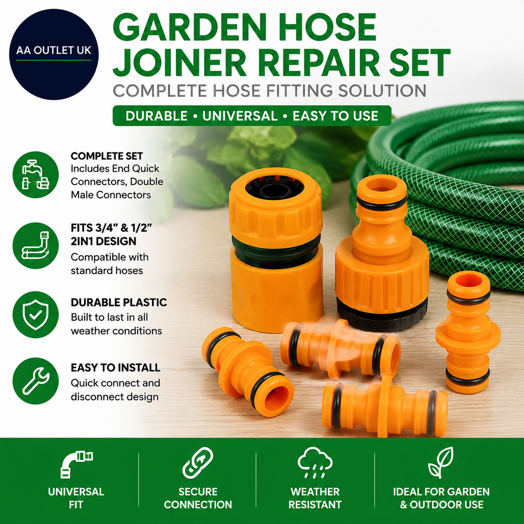 Garden Hose Joiner Hose Fitting End Quick Connectors Double Male 3/4in 1/2in Tap