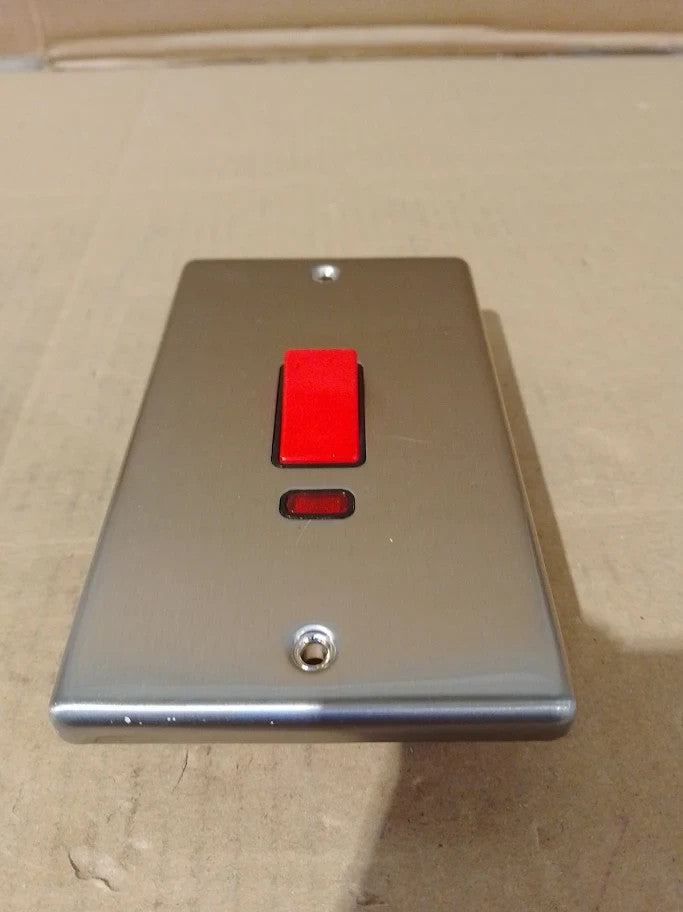 AET CSCCSWBLT 45 A 2Gang Satin Finish Chrome Classical DP Neon Indicator New
