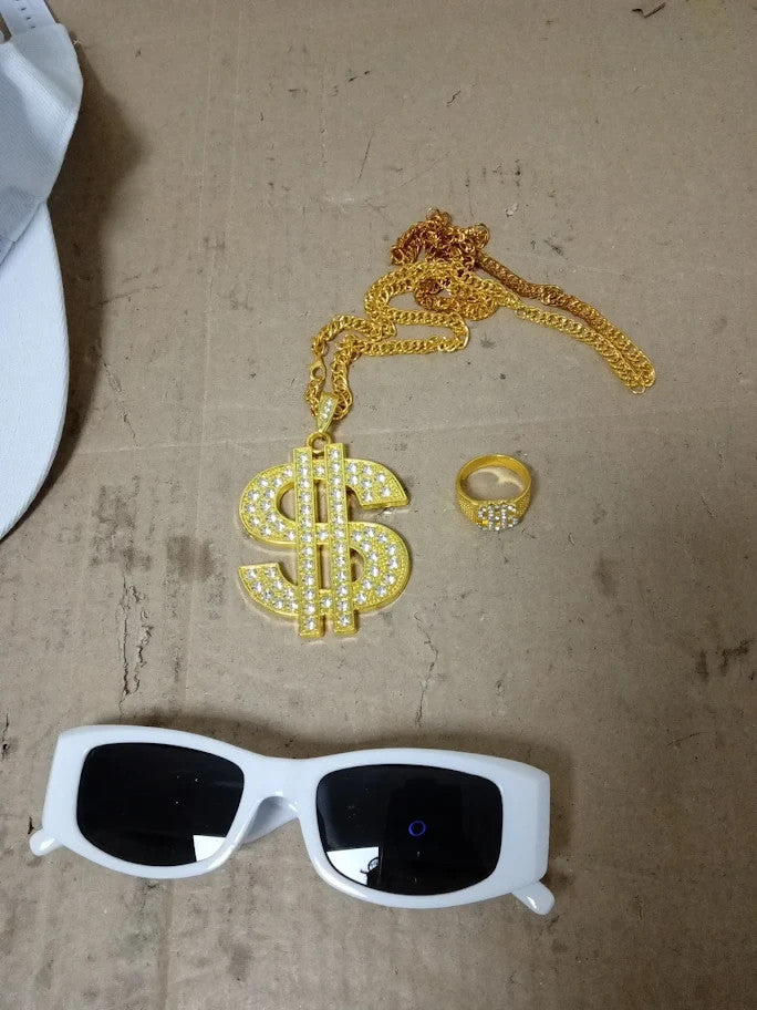 Hip Hop Costume Kit Rapper Cosplay Fancy Dress Set 80s 90s Hip Hop Accessories