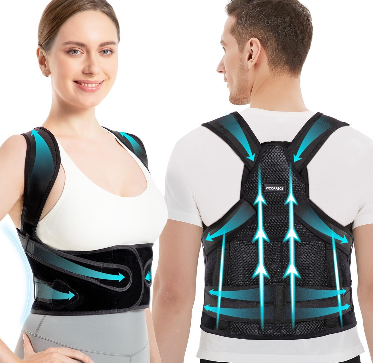 Vicorrect Posture Corrector Unisex Back Brace Support Shoulders Medium New