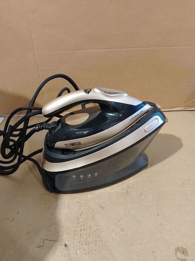 Tower Steam Generator Iron 2400W High Pressure Faster Ironing 1.5L Tank Black