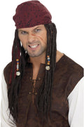 Smiffys Adult Captain Pirate Wig Curly Modern Lightweight Durable New