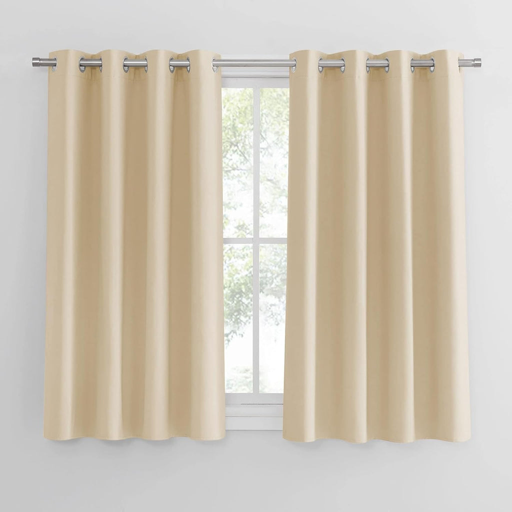 Pony Dance Thermal Insulated Curtains Bedroom Biscotti Beige 46x45in New