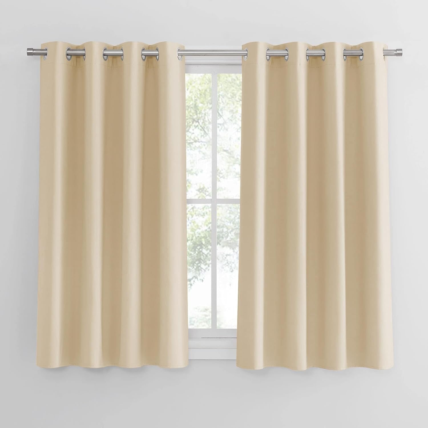 Pony Dance Thermal Insulated Curtains Bedroom Biscotti Beige 46x45in New