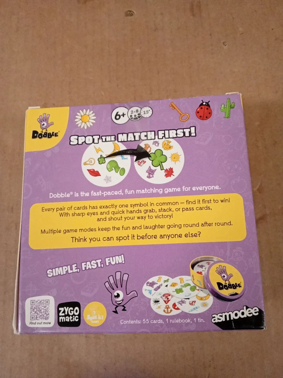 Asmodee Dobble Fun Family Card Game 2-8 Players 15min. Play Time 6+ Tin Box New