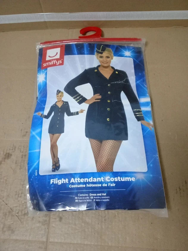 Smiffys Adult Womens Flight Attendant Costume Dress and Hat New