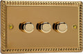 Varilight Georgian Brass LED Dimmer Switch V Pro Series 3 Gang Double New