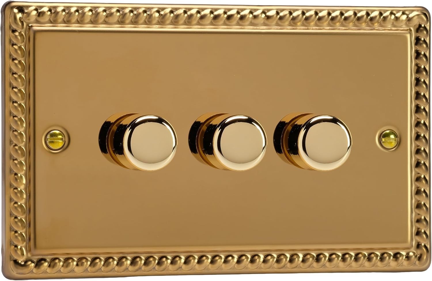 Varilight Georgian Brass LED Dimmer Switch V Pro Series 3 Gang Double New