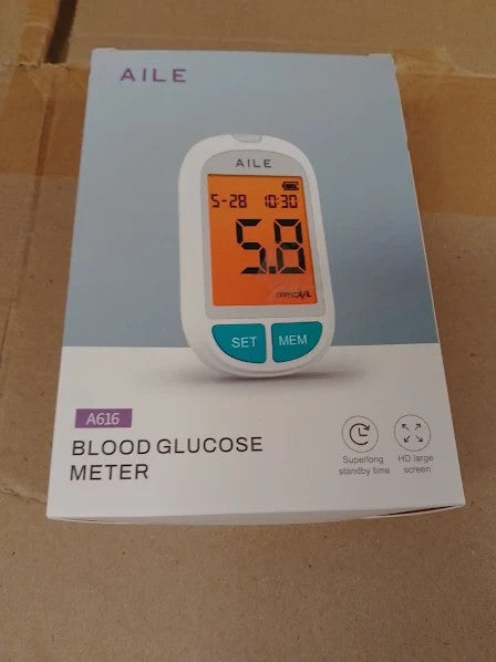 Aile Blood Sugar Glucose Monitor Kit Diabetics Strips Lancets 5.8x2.7x10.4cm New