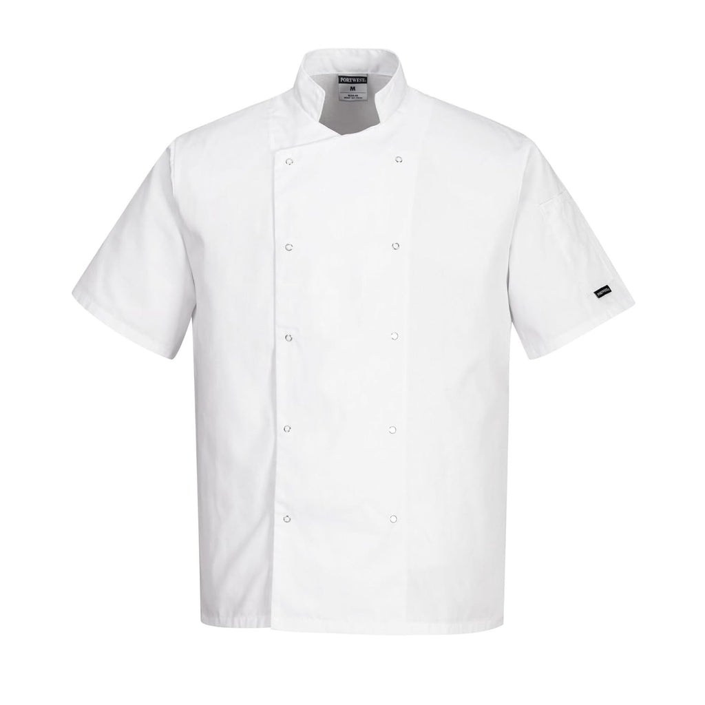 Portwest C733 Cumbria Chef Jacket Lightweight Short Sleeve Unisex Medium New