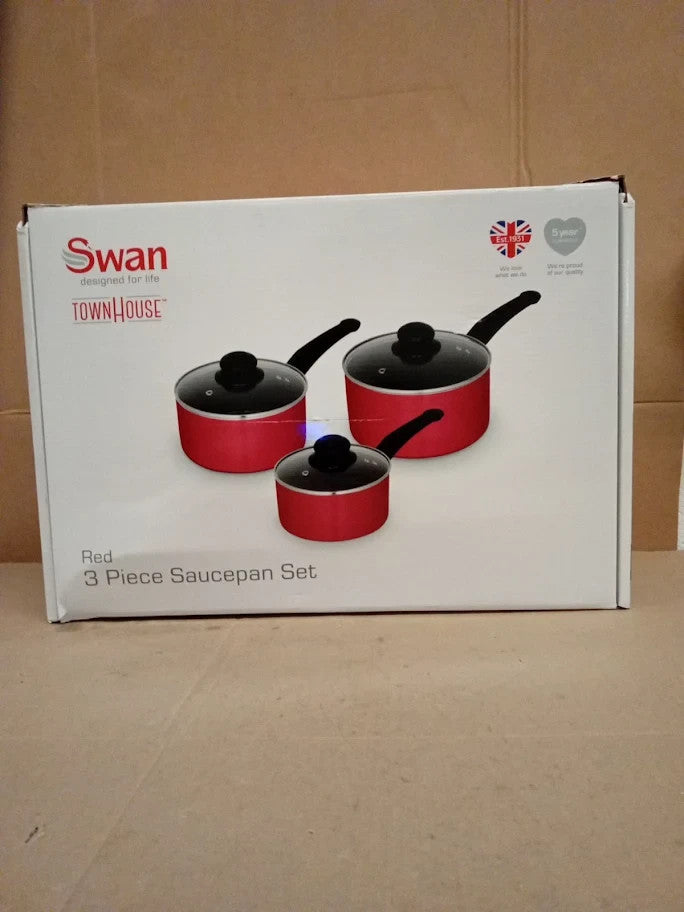 Swan Townhouse 3 Piece Saucepan Set 16x18x20cm Saucepans Non Stick Ceramic New