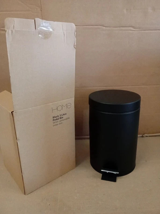 Argos Home 3Litre Bathroom Pedal Bin And Removable Inner Bin Black 25.1x22x17cm