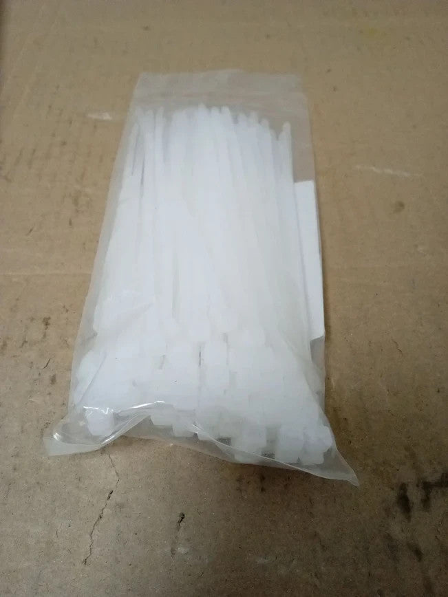 100 Pack Cable Ties White 6in Zip 3.6x150mm Tidy Wires Long 40lbs Tensile New