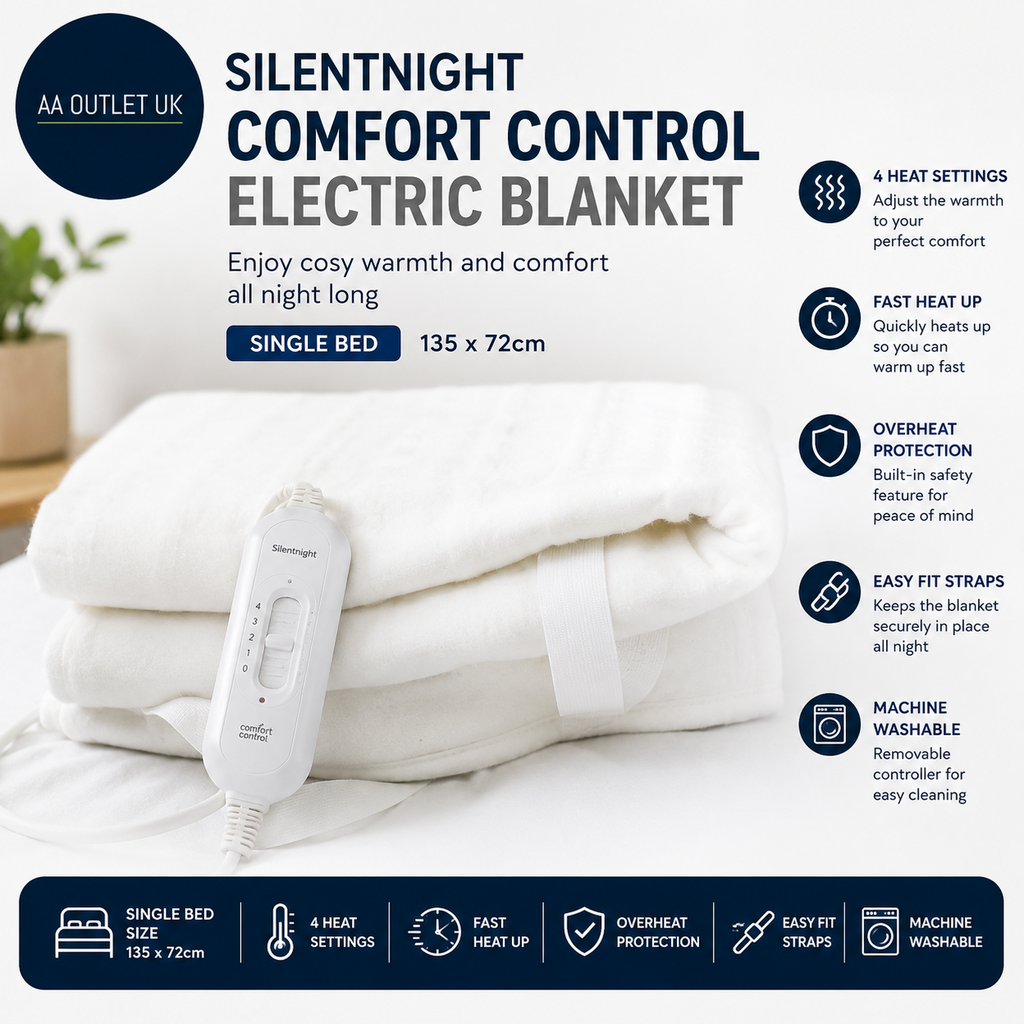 Silentnight Comfort Control Electric Blanket Single Bed Heated Underblanket