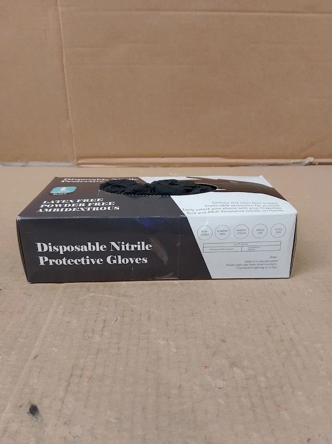 Praima Black Nitrile Disposable Gloves Latex Powder Free Large Pack 100 New