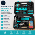 Amazon Basics Tool Kit Storage Case 142 Piece Household Tool Set DIY Turquoise