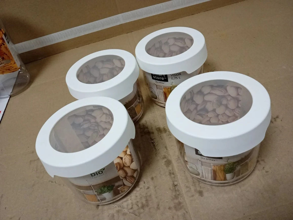 SmartStore Round Food Storage Containers Set 6 Rice Cake Plastic Jars Clear