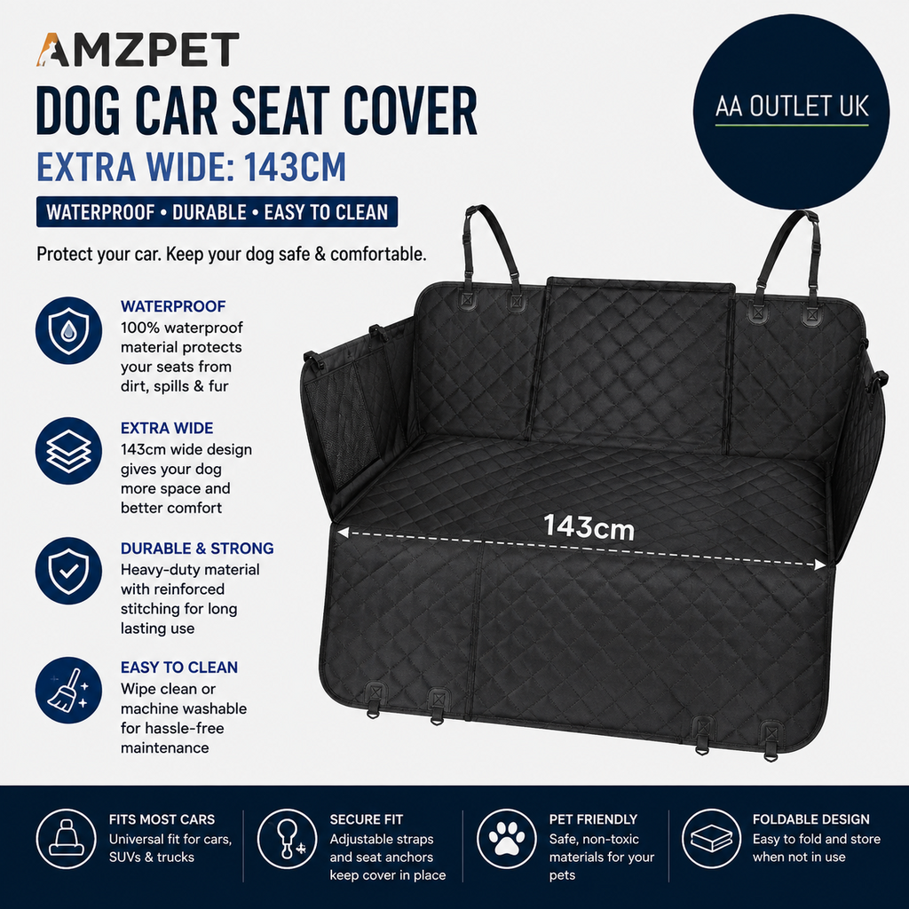 Amzpet Dog Blanket Car Seat Cover Extra Wide 143cm Seat Protector Waterproof
