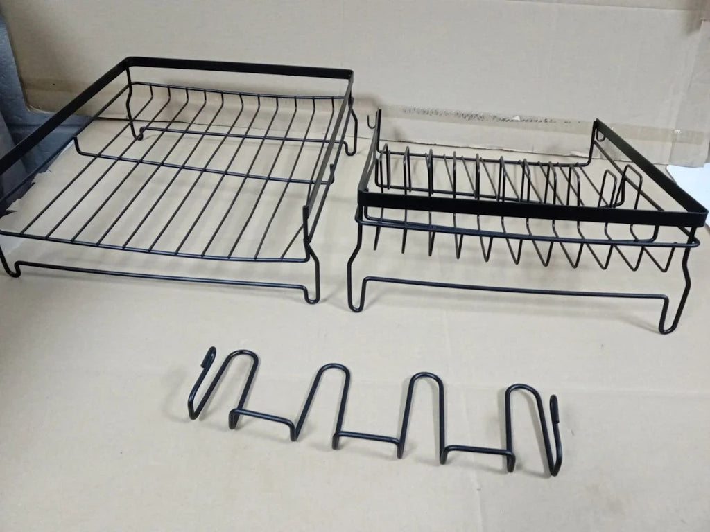 Rottogoon Expandable Dish Drying Rack Multifunctional Adjustable Drainer Black