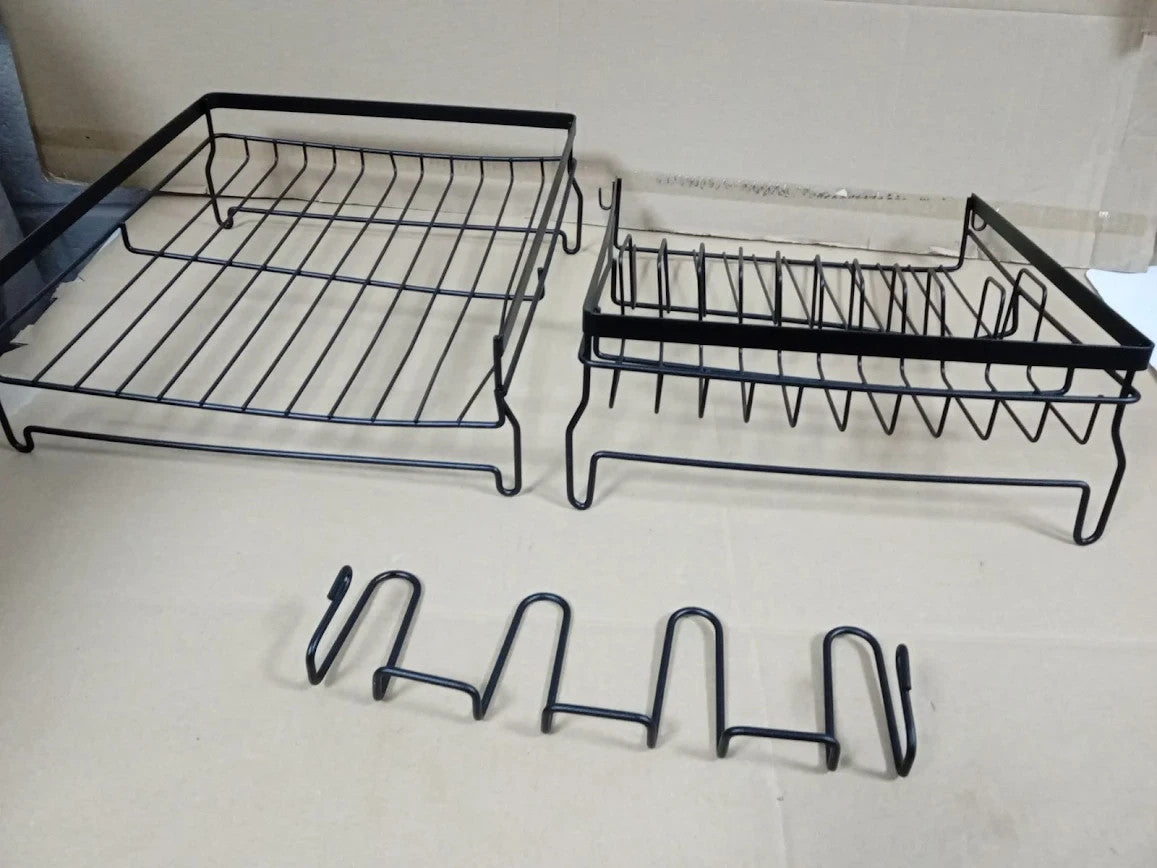 Rottogoon Expandable Dish Drying Rack Multifunctional Adjustable Drainer Black