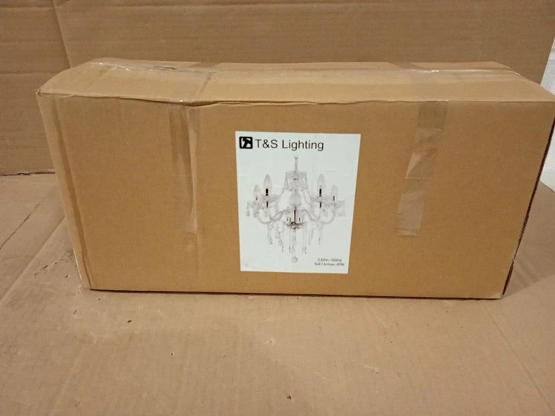 Tafunker 5 Light Chandelier Lamp Pendant Chrome Clear Acrylic Ceiling Light
