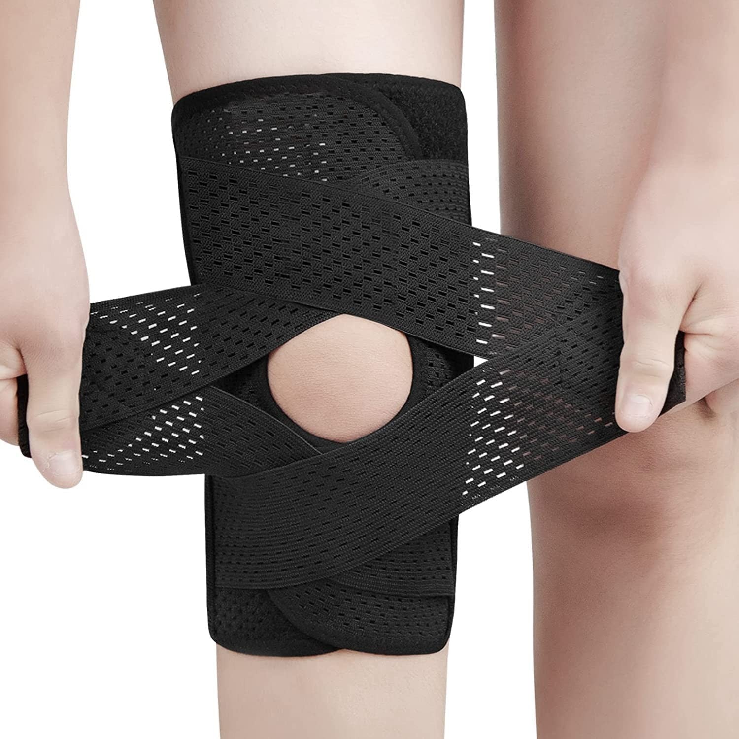 Nellhomy Professional Knee Brace Adjustable Open Patella Parallel Straps XXL New