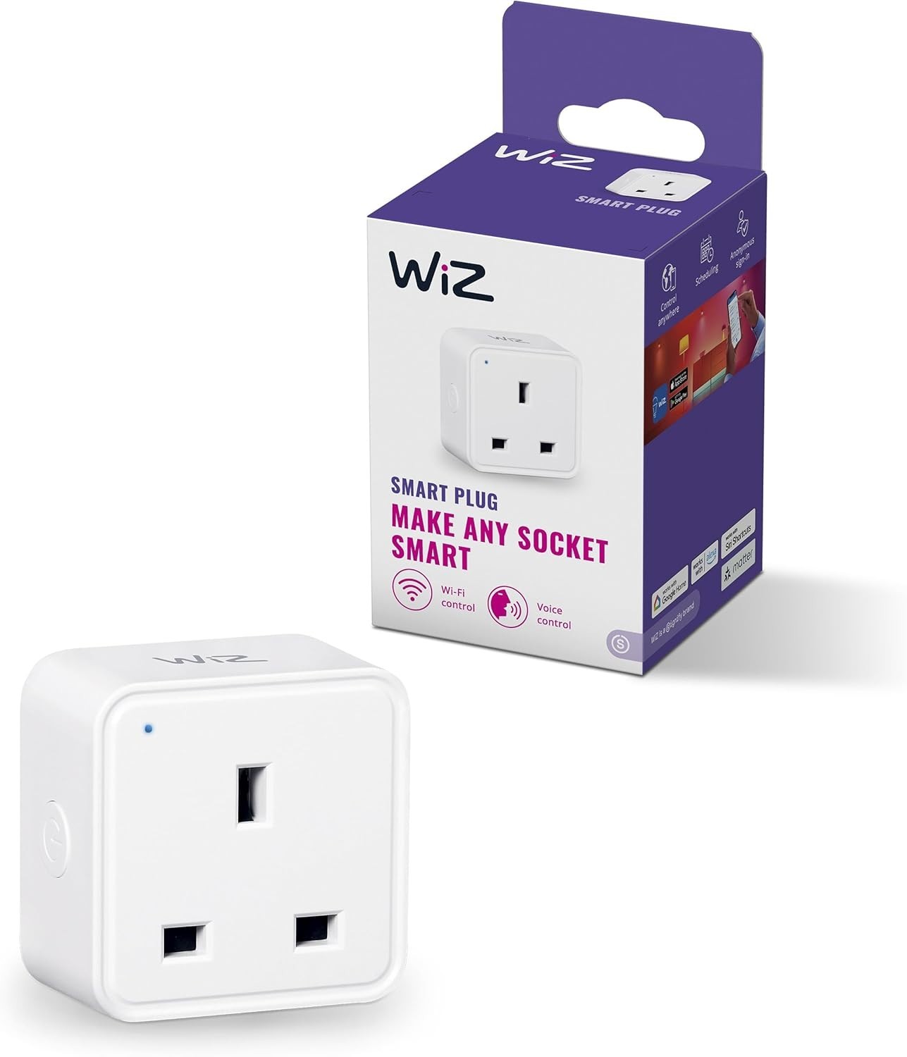 WiZ WiFi Smart Plug Type G 230V 50Hz Easy Setup Matter Certified 2pc New