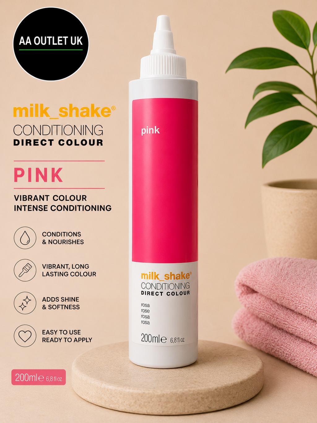 Milkshake Conditioning Direct Colour Pink Color Treated 200ml New