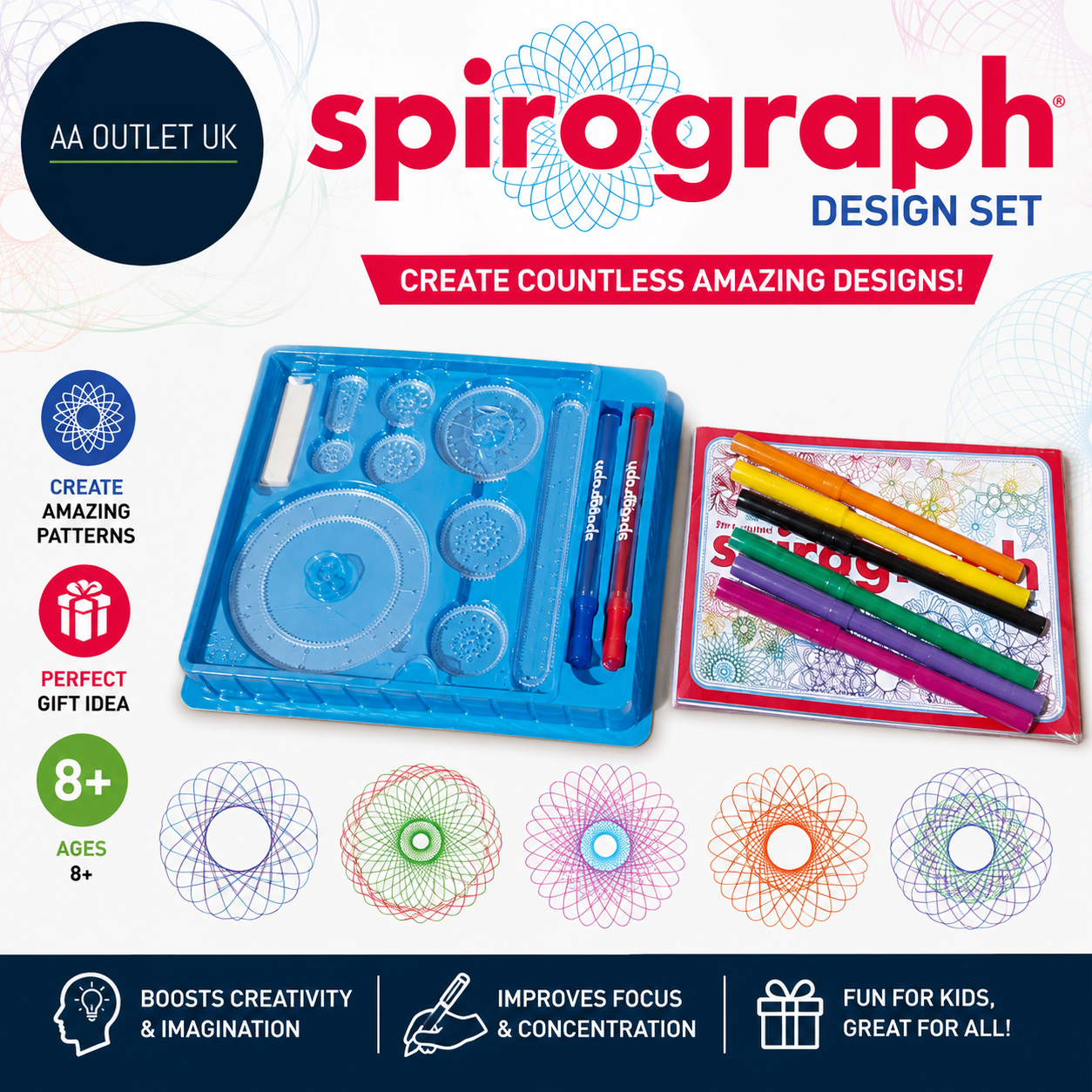Spirograph Design Set Creative Drawings Christmas Presents 8+ New