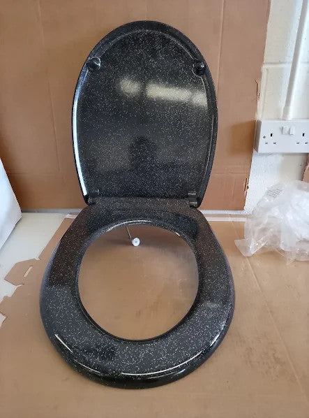 Argos Home Black Glitter Slow Close Toilet Seat Length Amid Hinges 85-178mm New