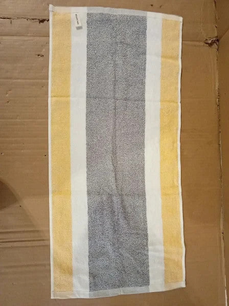 Sense Gnosis Yellow & Grey Striped Hand Towel Ultra Soft 100% Cotton 13x29in New