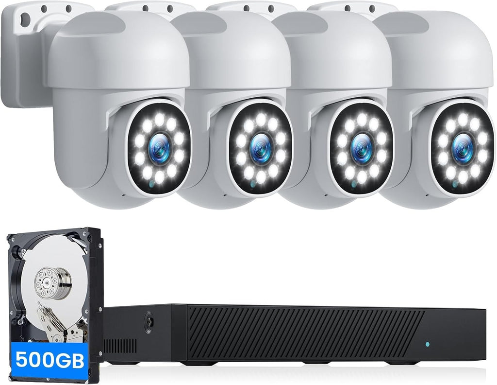 Camcamp 5mp 8ch Poe CCTV Camera System Auto Tracking 4K NVR 500gb HDD New