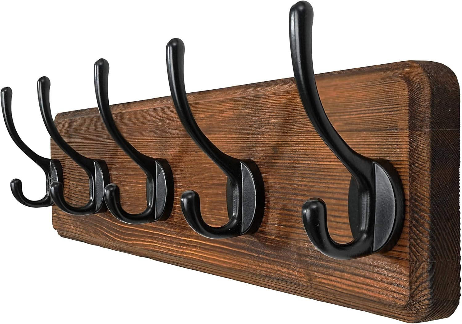 Webi Coat Rack Wall Mounted Hooks Hanger Wood 5 Hook Hanging Clothes Hats New