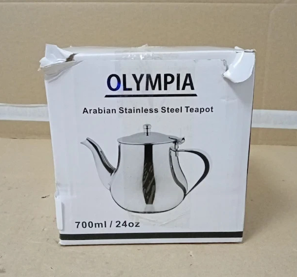 Olympia Arabian Stainless Steel Teapot 700ml M981 Silver Dishwasher Safe Design