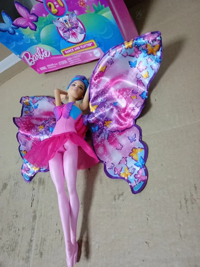 Barbie Dance Flutter Doll 2in1 Transformation Dancer Butterfly Wings 3+ New