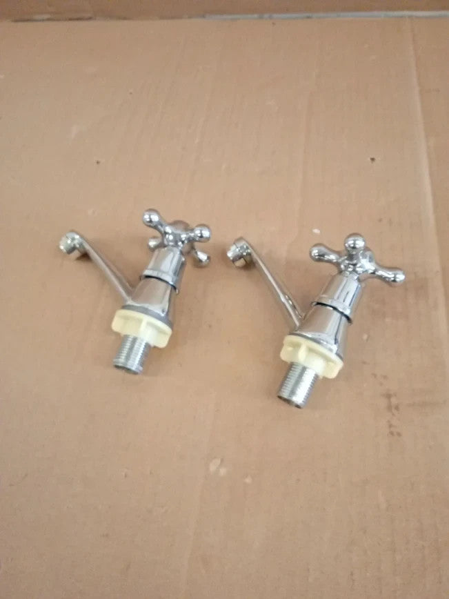Traditional Basin Taps Pair 2pc Bathroom Solid Brass Bathroom Polished Sink New