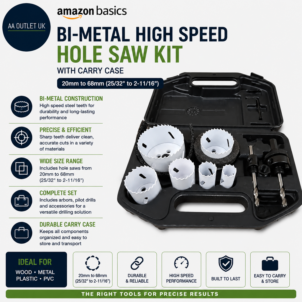 Amazon Basics Bi Metal High Speed Steel Kit Carry Case 20mm To 68mm