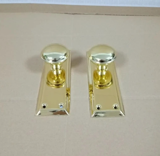 Newliplace 2 Pieces Vintage Dummy Door Knobs Antique Brass Long Plate Interior