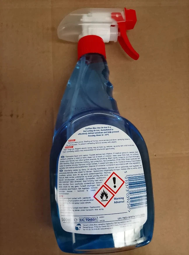 CarPlan TDI501 Blue Star Winter De Icer Trigger Spray 500ml 4 Pieces Design