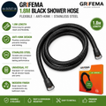 GRIFEMA 1.8m Black Shower Hose Flexible Anti Kink Stainless Steel Bathroom Black