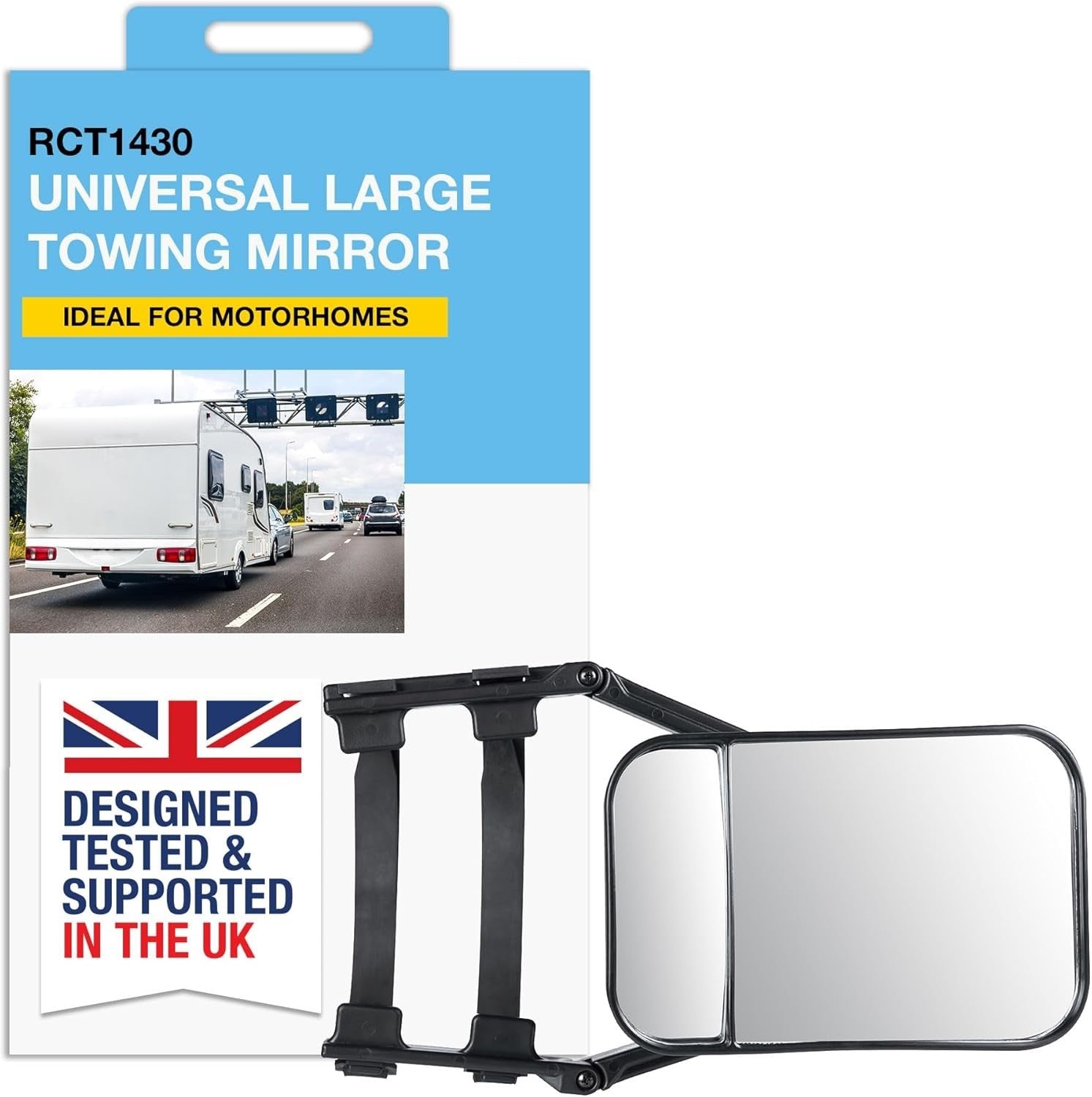 Ring Universal Towing Mirror Large Adjustable Arms 4x4s 148.8x70.9x29.9cm New