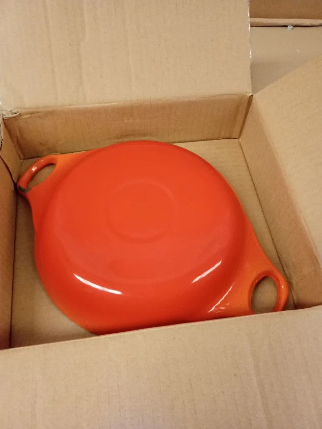 Habitat Cast Iron Small Round Dish Ceramic Oven Dish Orange 20.9x29.5x4.1cm