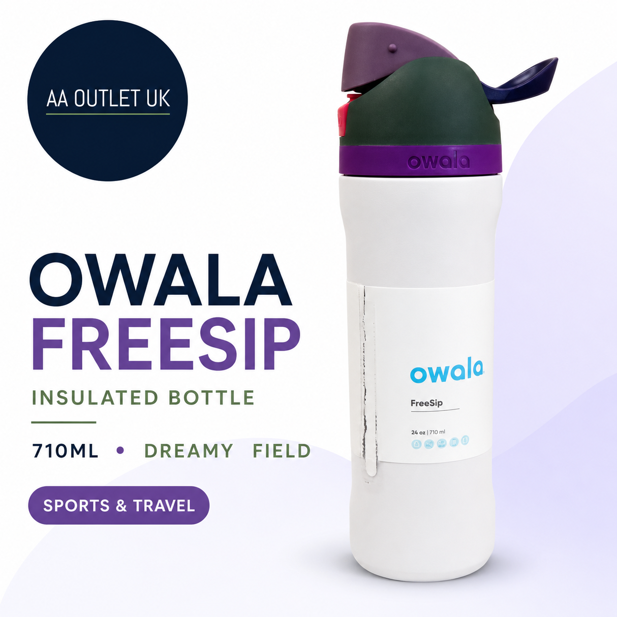 Owala FreeSip Insulated Stainless Steel Water Bottle With Straw 710ml New